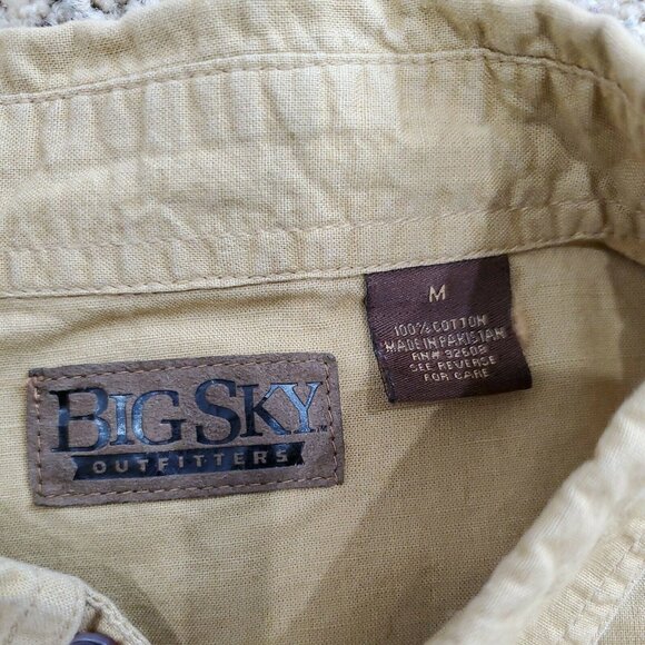 Big Sky Outfitters Long Sleeve Button Up Shirt Brown Mens M Cotton - Picture 2 of 8